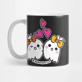 kawaii two ghosts cute spooky ghost illustration, happy halloween Mug